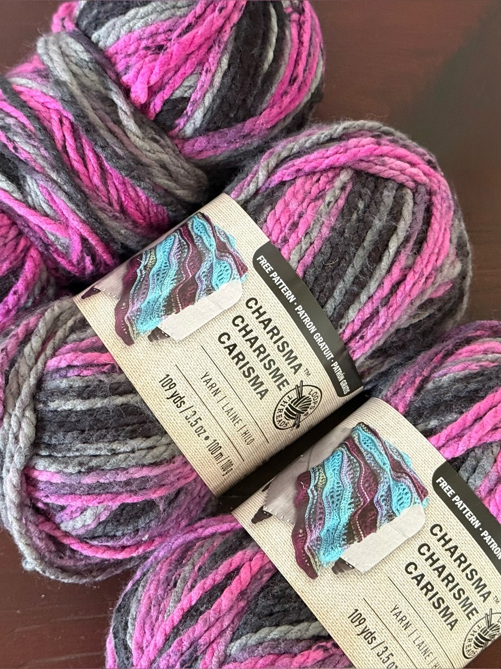 (3) Loops & Threads Charisma, Black Raspberry, same dye lot, 250+yds